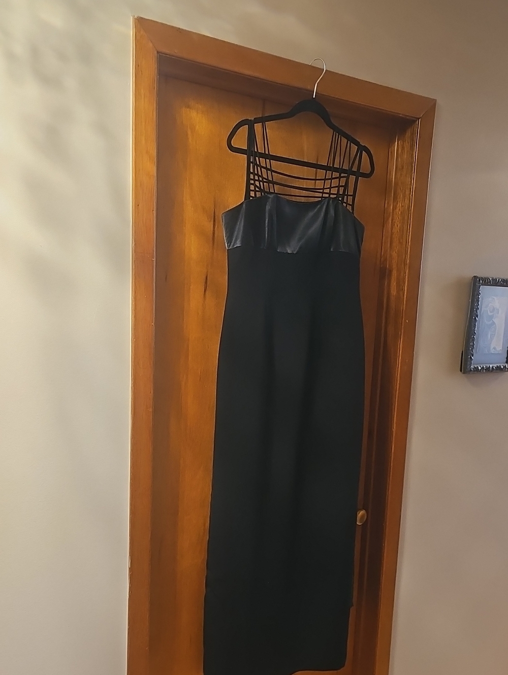 Black Strappy Maxi Dress with Satin Bodice